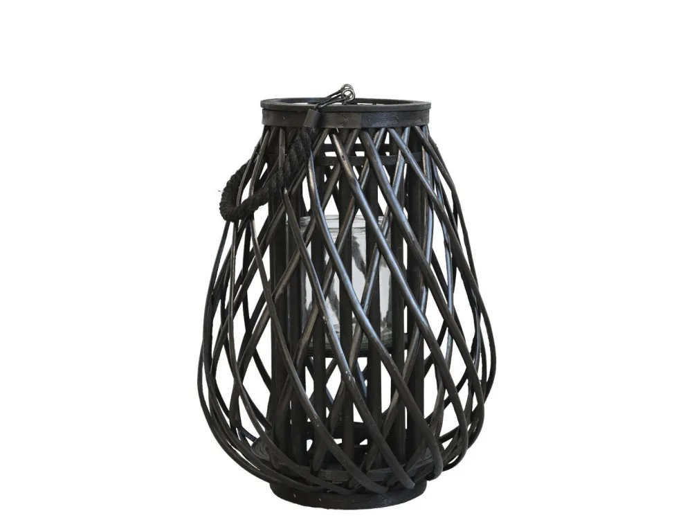 Chic Antique Laterne geflochten schwarz
