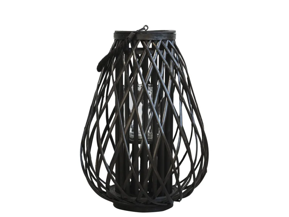 Chic Antique Laterne geflochten schwarz