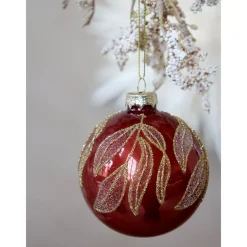 Chic Antique Rote Weihnachtskugel aus Glas