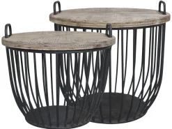 Chic Antique Shabby Sofatisch mit Holzdeckel 2er Set