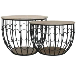 Chic Antique Sofatisch mit Holzdeckel 2er Set