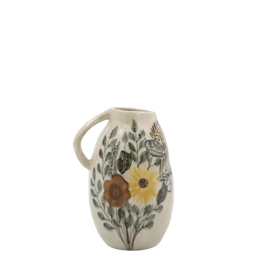 Chic Antique Steingut Kanne mit Blumenmotiv