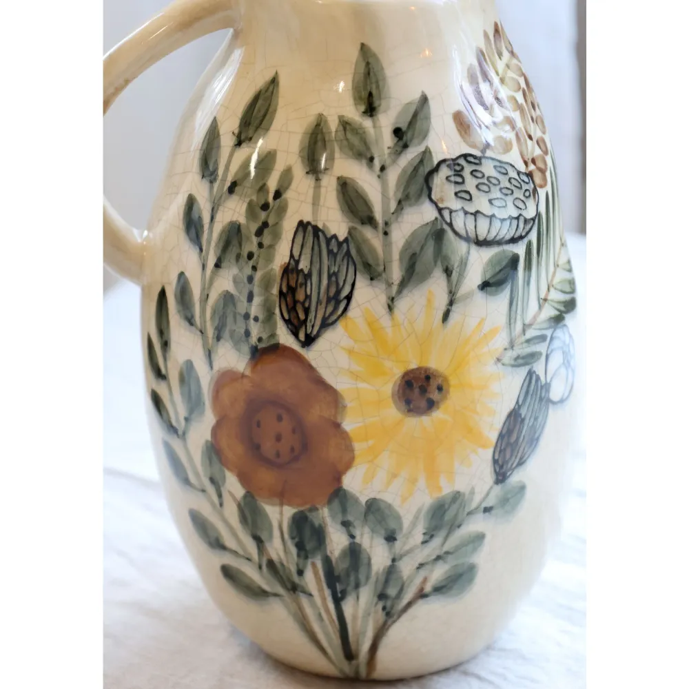 Chic Antique Steingut Kanne mit Blumenmotiv