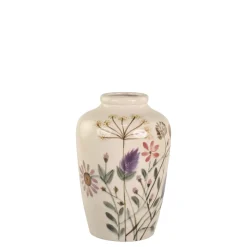 Chic Antique Steingut Vase mit Blumenmotiv