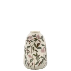 Chic Antique Steingut Vase mit Blumenmotiv 2