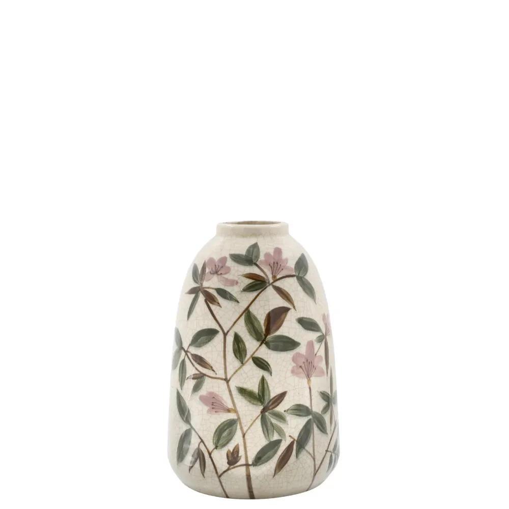 Chic Antique Steingut Vase mit Blumenmotiv 2