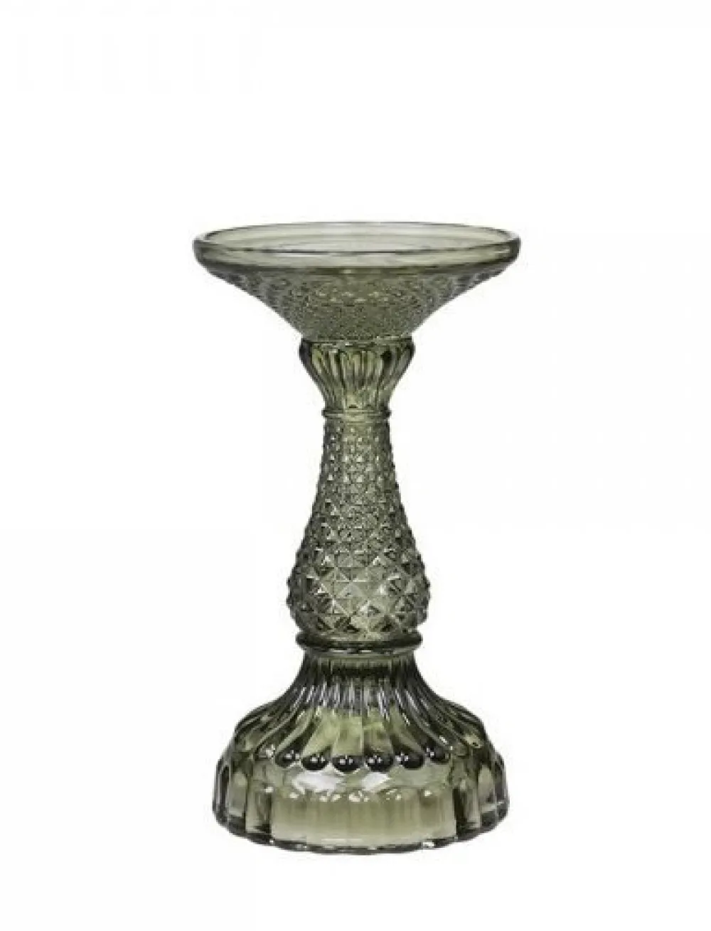 Chic Antique Stumpenkerzenständer mit Diamantschnitt olive