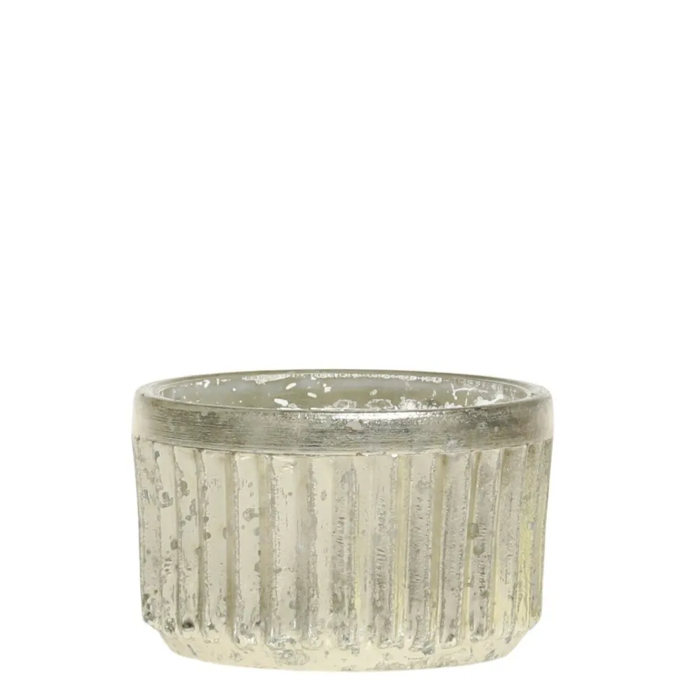 Chic Antique Teelichthalter mit Rillen in Silber