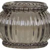 Chic Antique Teelichthalter mit Rillen & Perlenkante mokka
