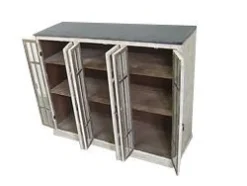 Chic Antique Vitrine mit 6 Türen und schwarzem Top