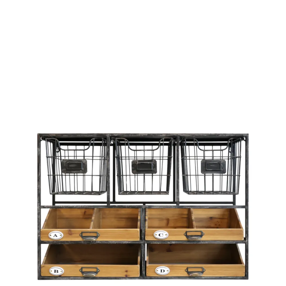 Chic Antique Wandregal mit Schubladen