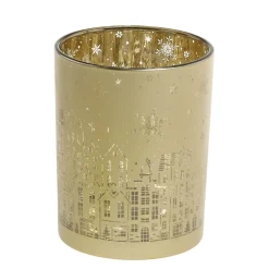 Chic Antique Weihnachtlicher Goldener Teelichthalter mit Muster