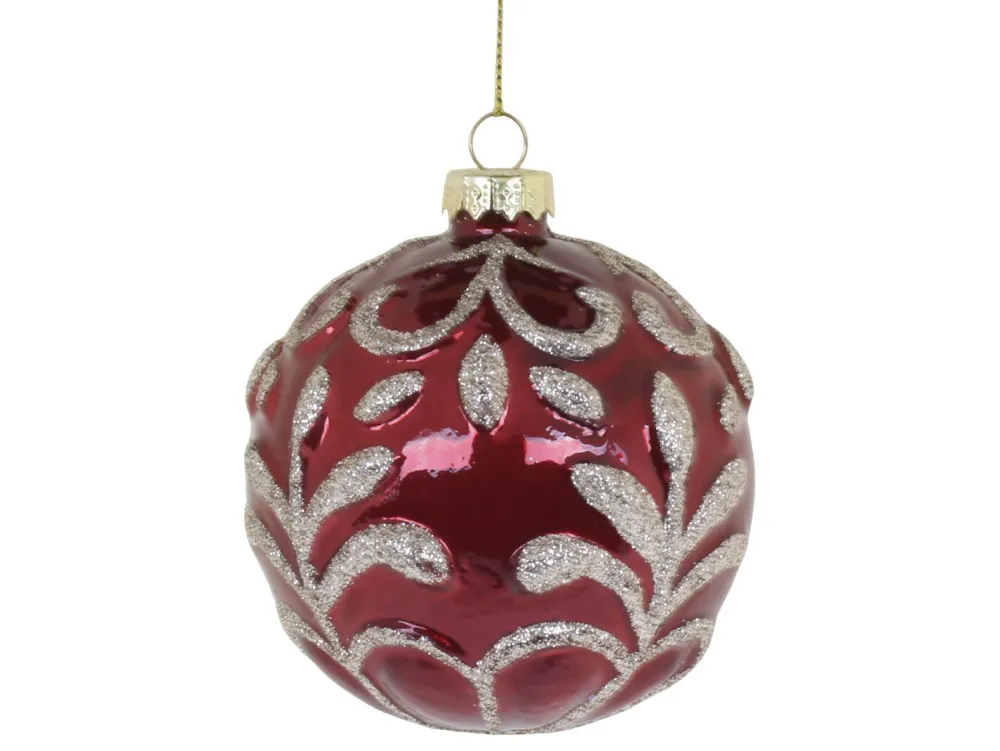Chic Antique Weihnachtskugel mit Glitzer, rot