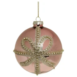 Chic Antique Weihnachtskugel Rosa Glitzerschleife