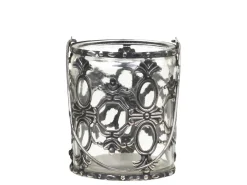 Chic Antique Windlicht mit Henkel und Lilienmuster