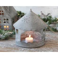 Chic Antique Winterliches Lichthaus zum Aufhängen Rund