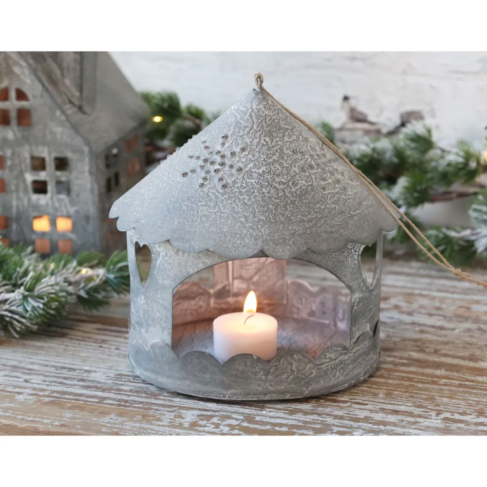 Chic Antique Winterliches Lichthaus zum Aufhängen Rund