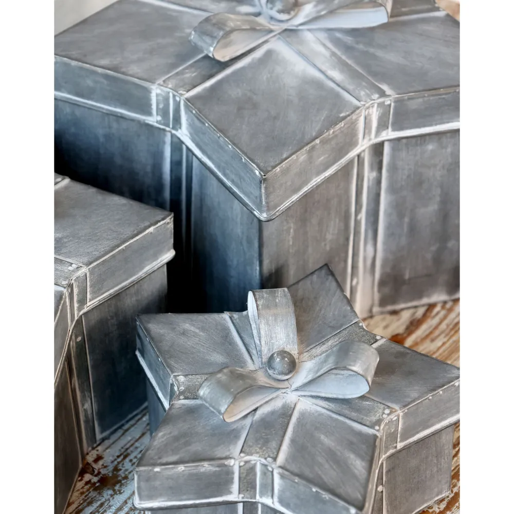 Chic Antique Winterliches Geschenkbox 3er-Set mit Schleife