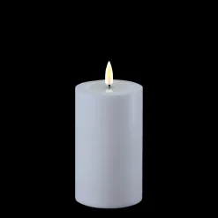 Deluxe Homeart LED Real Flame Outdoor Stumpenkerze staubig blau