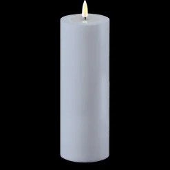 Deluxe Homeart LED Real Flame Outdoor Stumpenkerze staubig blau