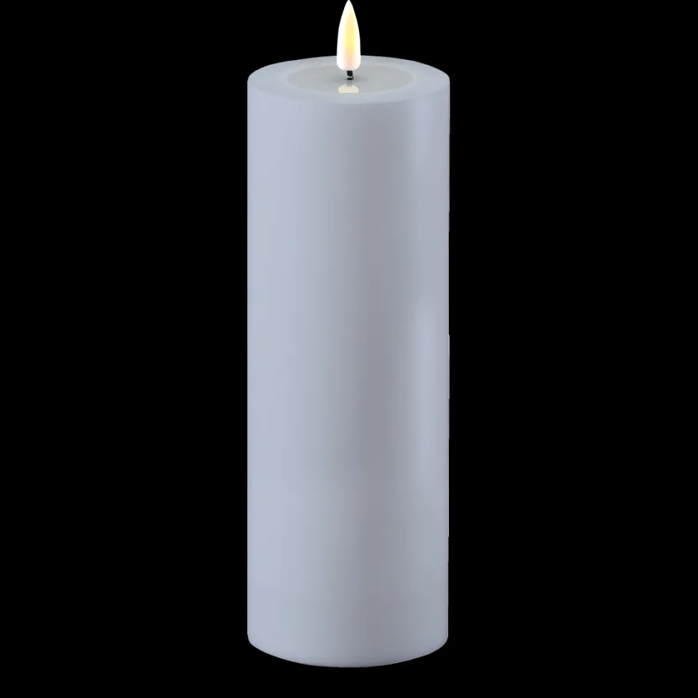 Deluxe Homeart LED Real Flame Outdoor Stumpenkerze staubig blau