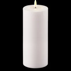 Deluxe Homeart LED Real Flame Outdoor Stumpenkerze weiß