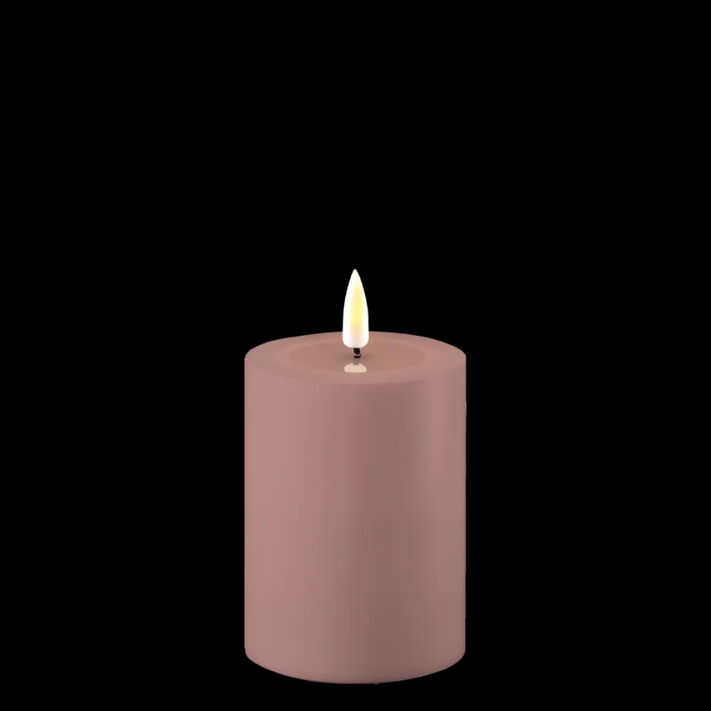 Deluxe Homeart LED Real Flame Outdoor Stumpenkerze staubig rot