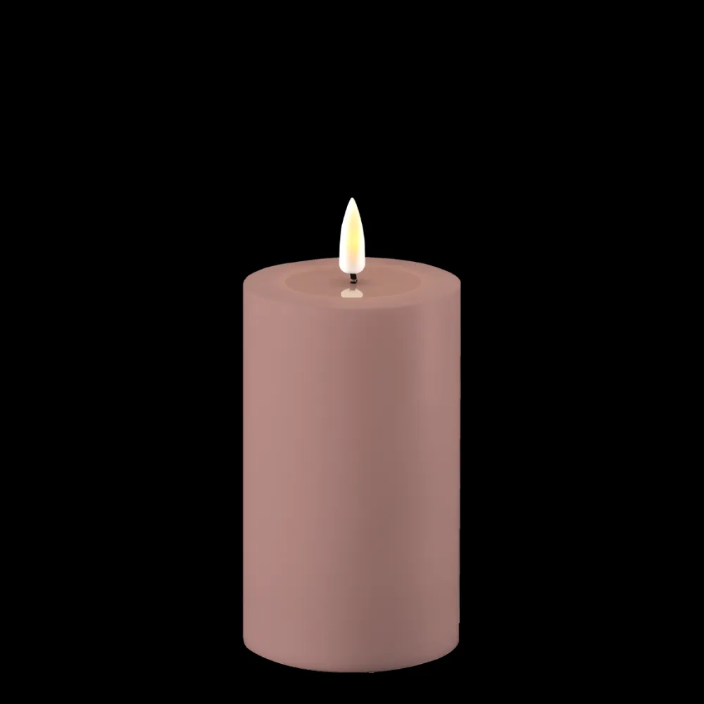 Deluxe Homeart LED Real Flame Outdoor Stumpenkerze staubig rot