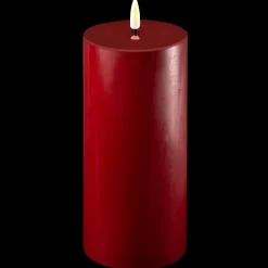 Deluxe Homeart LED Stumpenkerze Real Flame bordeaux