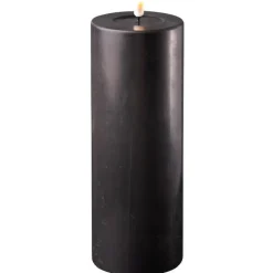 Deluxe Homeart LED Stumpenkerze Real Flame schwarz