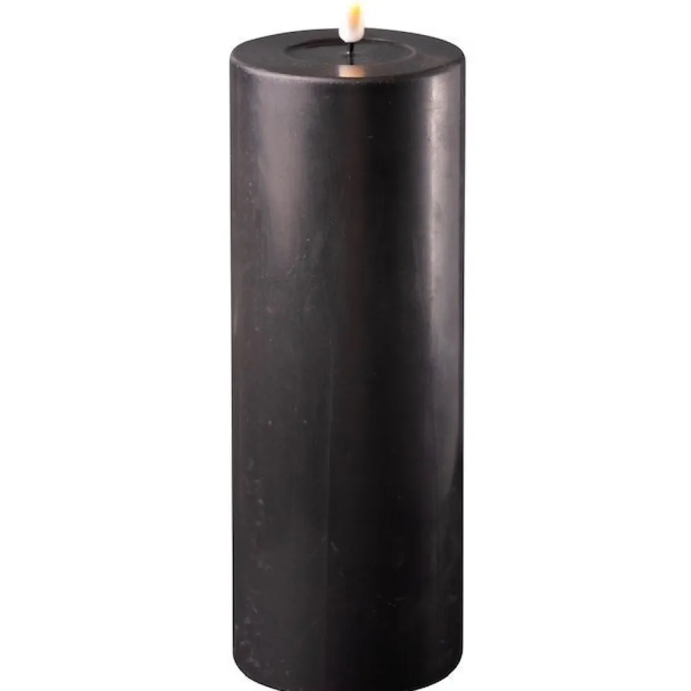 Deluxe Homeart LED Stumpenkerze Real Flame schwarz