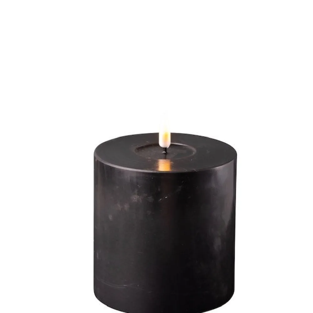 Deluxe Homeart LED Stumpenkerze Real Flame schwarz