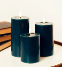 Deluxe Homeart LED Stumpenkerze Real Flame petroleum