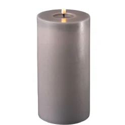 Deluxe Homeart LED Stumpenkerze Real Flame grau