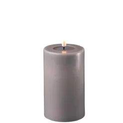 Deluxe Homeart LED Stumpenkerze Real Flame grau