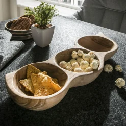 Faktorei Teakholz Natur Schale dreigeteilt