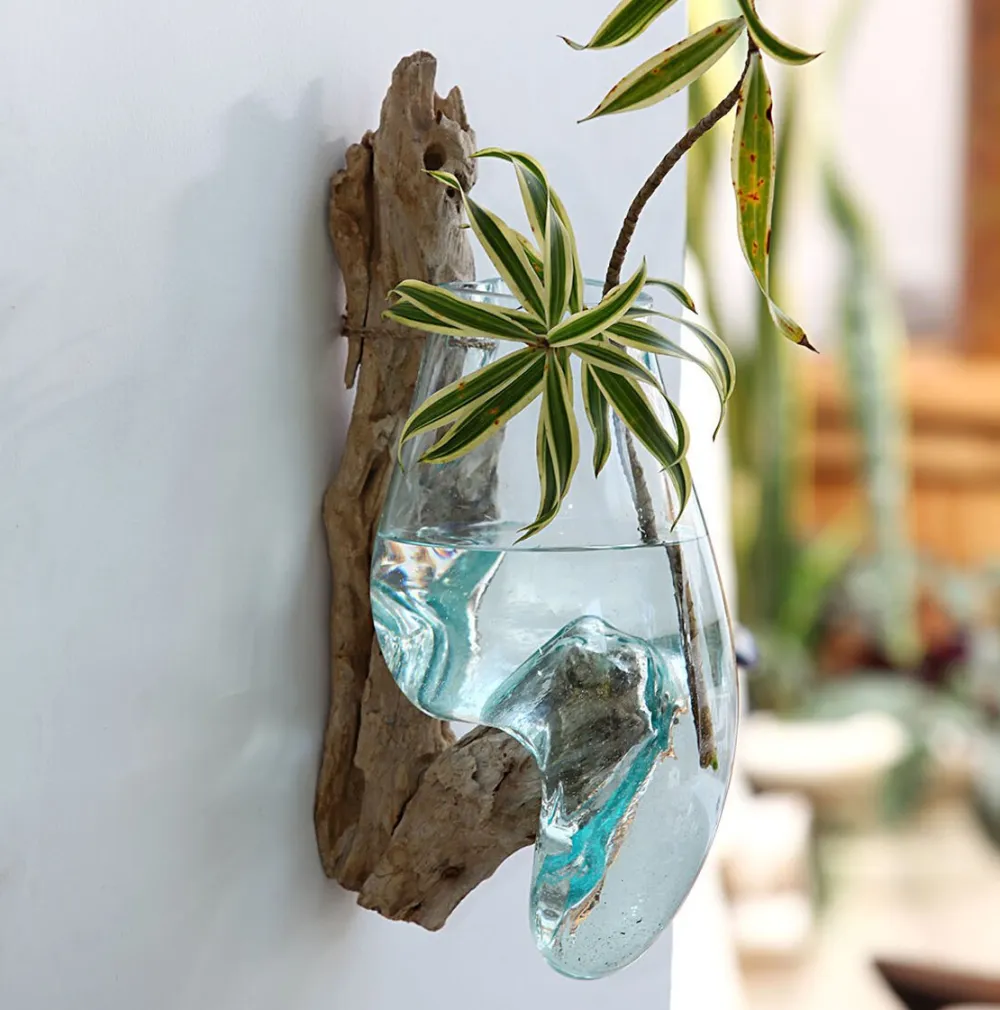 Faktorei Unikat-Dekowurzel zum Hängen mit Glastropfen