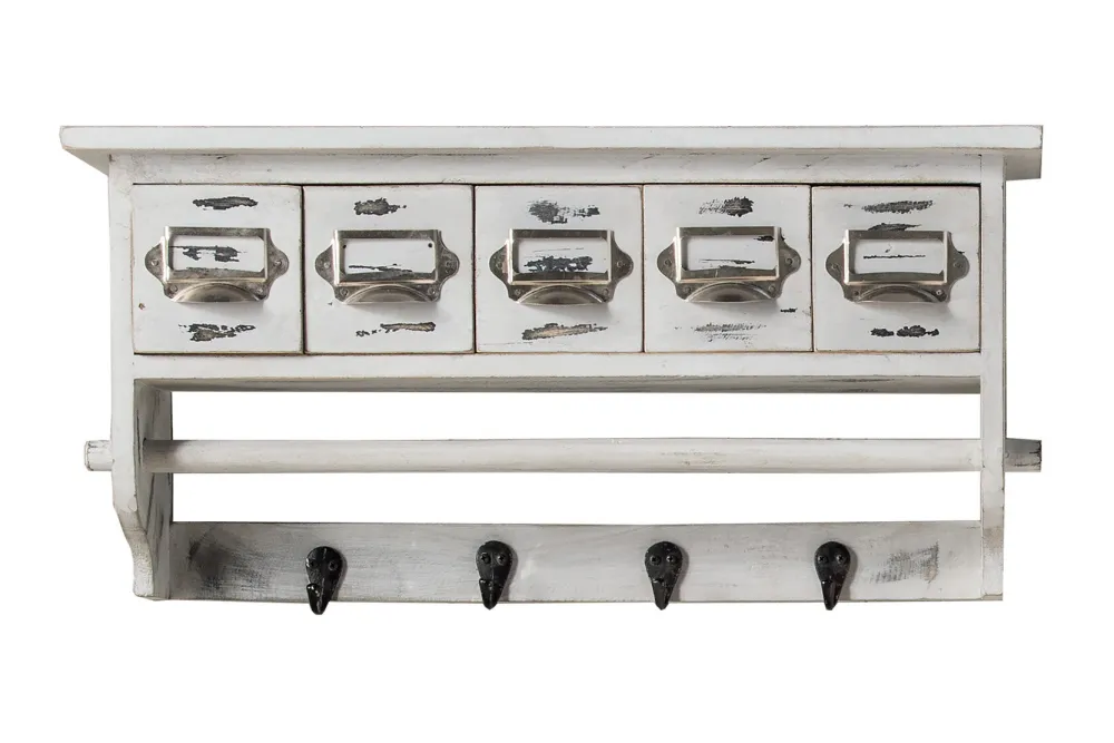 Faktorei Wandregal mit Handtuchhalter Vintage weiß