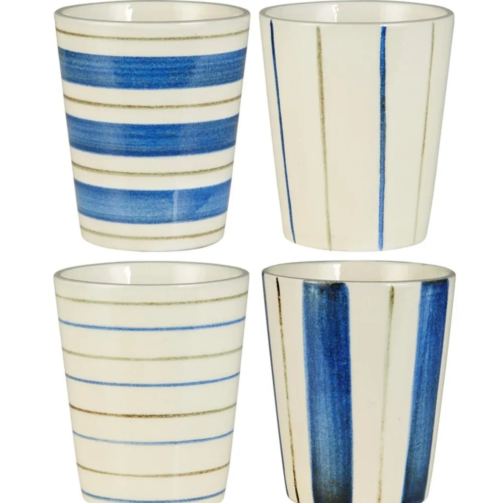 IB Laursen Becher ohne Henkel gestreift Nordby 4er