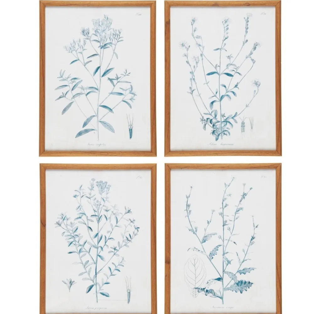 IB Laursen 4er Set Bilder mit Blumenmotiv in Holzrahmen