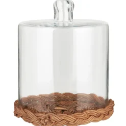 IB Laursen Glasglocke mit Rattanboden mundgeblasen