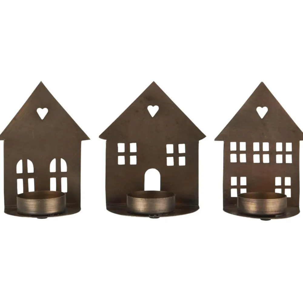 Ib Laursen Kerzenhalter für Teelicht Hausfassade 3er Set