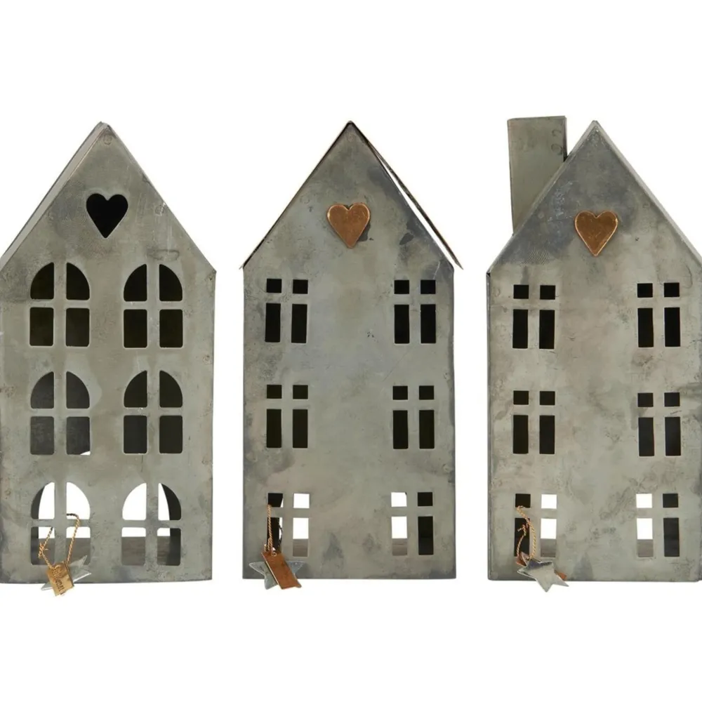 IB Laursen Metall Teelichthäuser Stillenat 3er Set