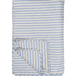 IB Laursen Quilt blau mit weißen und braunen Streifen