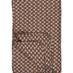 IB Laursen Quilt dunkelbraun-blau mit Blumenmuster