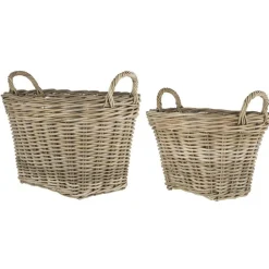 IB Laursen Rattan Korbsatz oval mit Henkeln