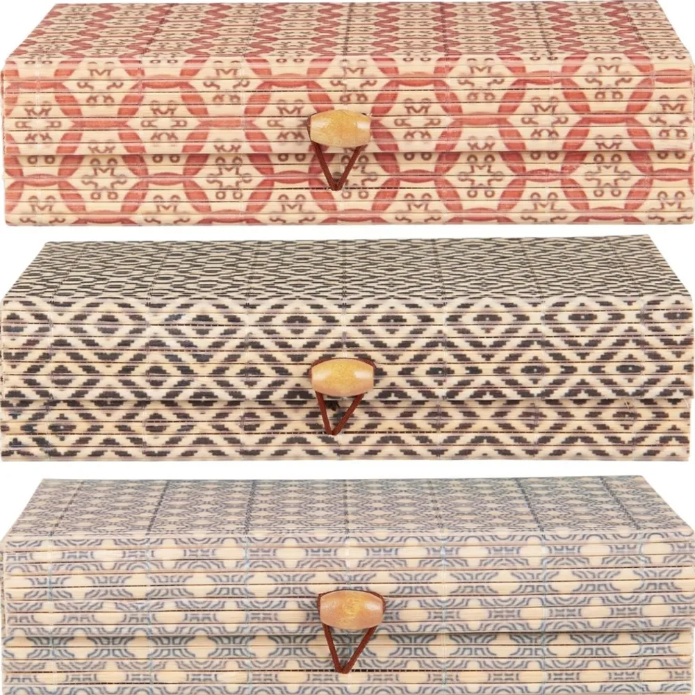 IB Laursen Schachteln 3er Set mit Muster viereckig Bambus