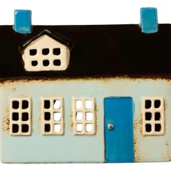 IB Laursen Teelicht Häuschen aus Keramik Nyhavn blaue Tür