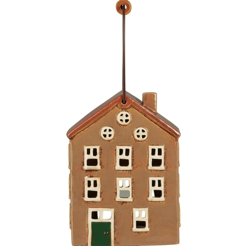 IB Laursen Teelicht Häuschen aus Keramik Nyhavn mit Holzgriff