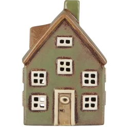 IB Laursen Teelicht-Haus Nyhavn grün mit brauner Tür